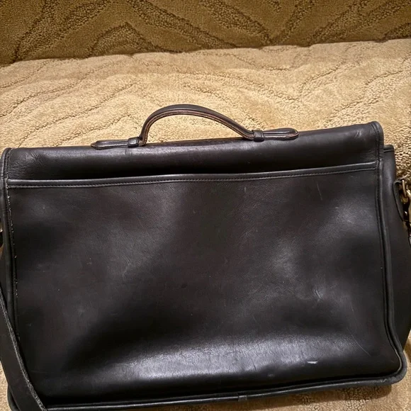 Classic Black Leather Coach Bag